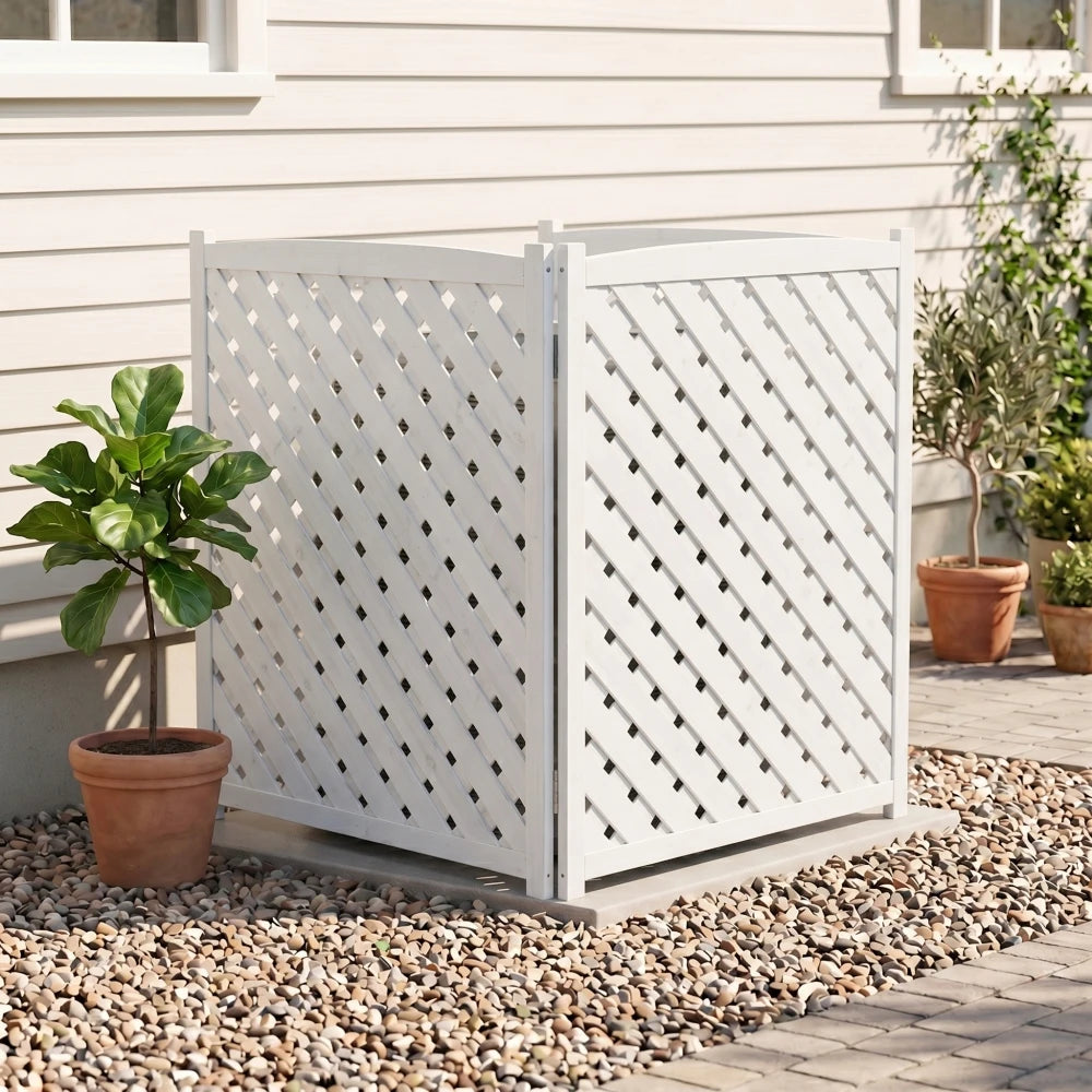 Wooden Outdoor Air Conditioner Privacy Screen Freestanding Garden Fence