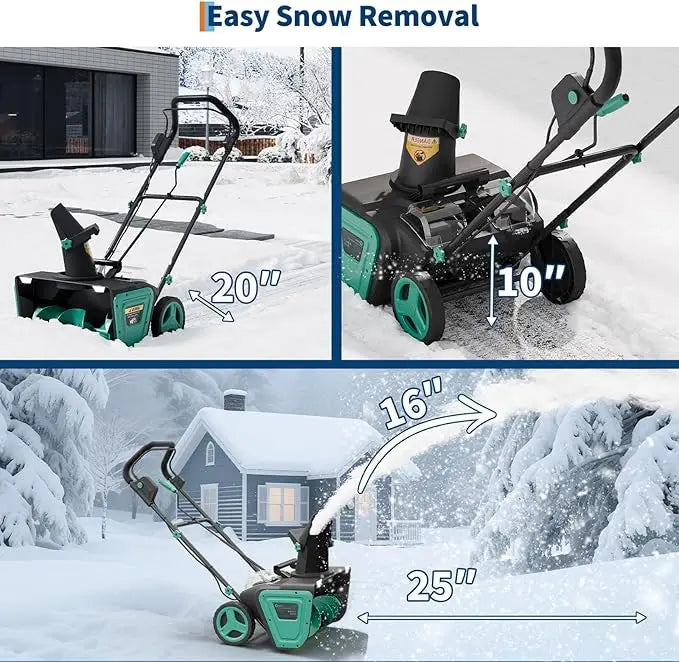 Lightweight 20V Electric Snow Blower For Home Driveway Cleaning