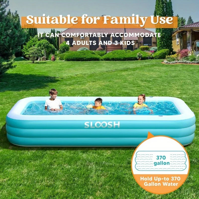 JOYFY Inflatable Pool with Seats 125x 68x 22 inch Full-Sized Inflatable Swimming Pool for Family Pool Summer Water Party Pool