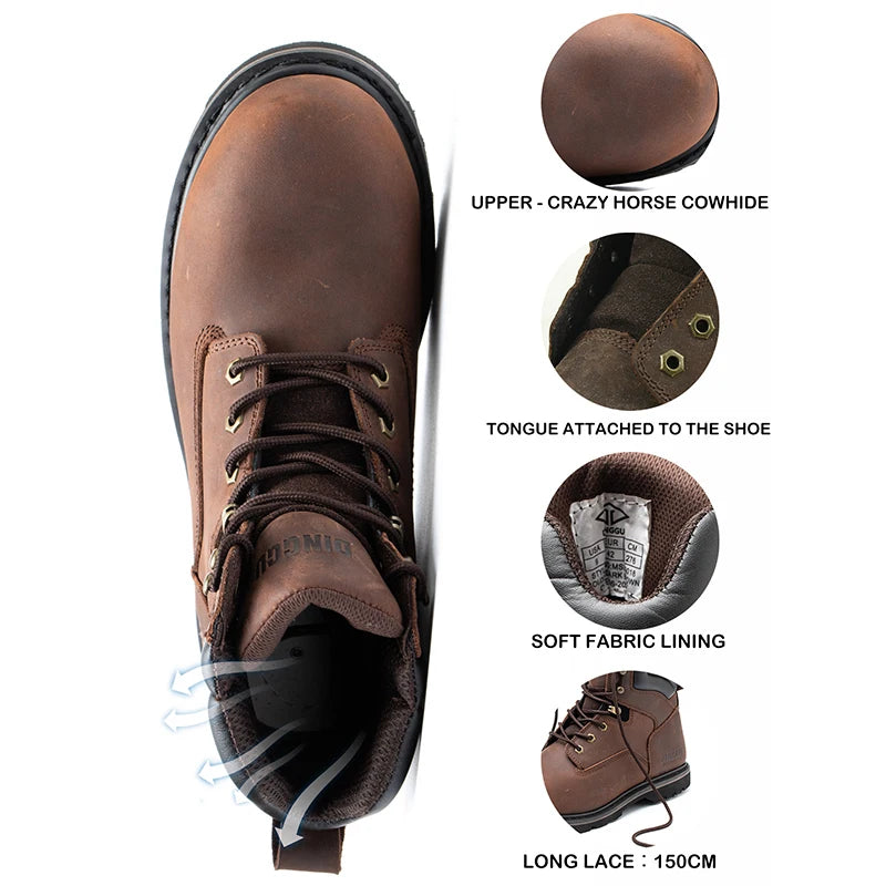 Steel Toe Safety Boots For Men Anti Puncture Work Protection