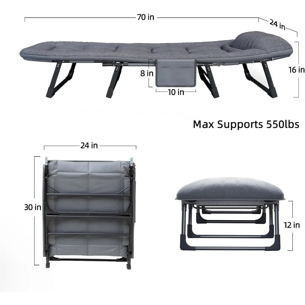 XIUWO Heavy Duty Folding Cot With Mattress 550 Lb Capacity