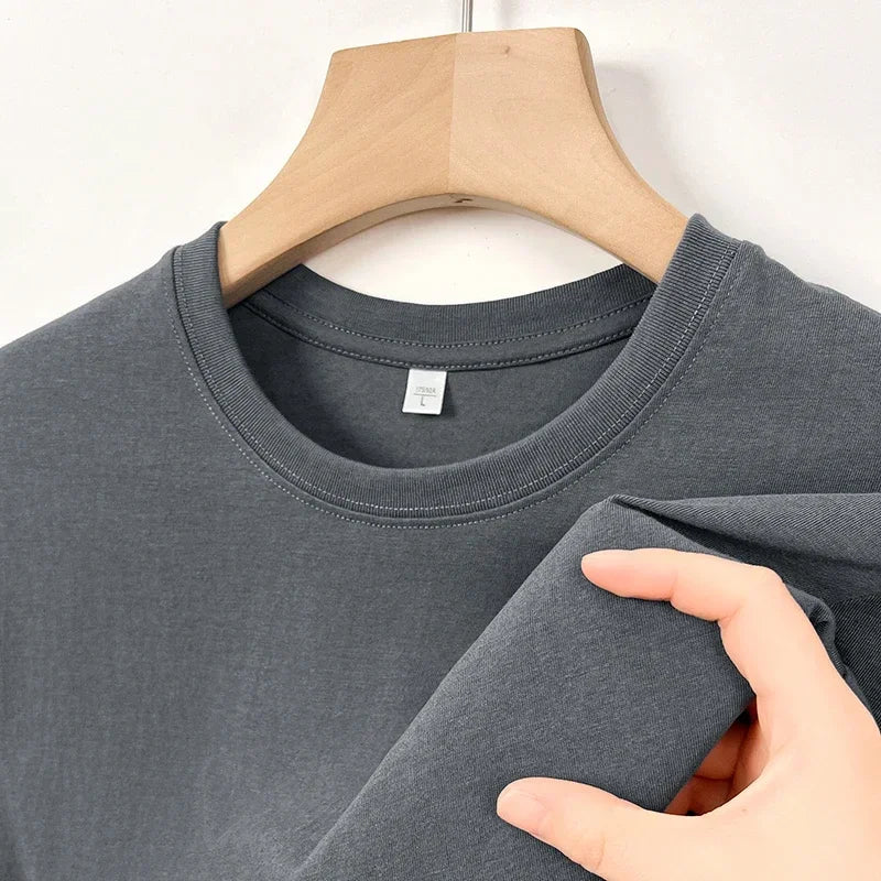Men's Korean Casual Cotton Short Sleeve Round Neck T Shirt