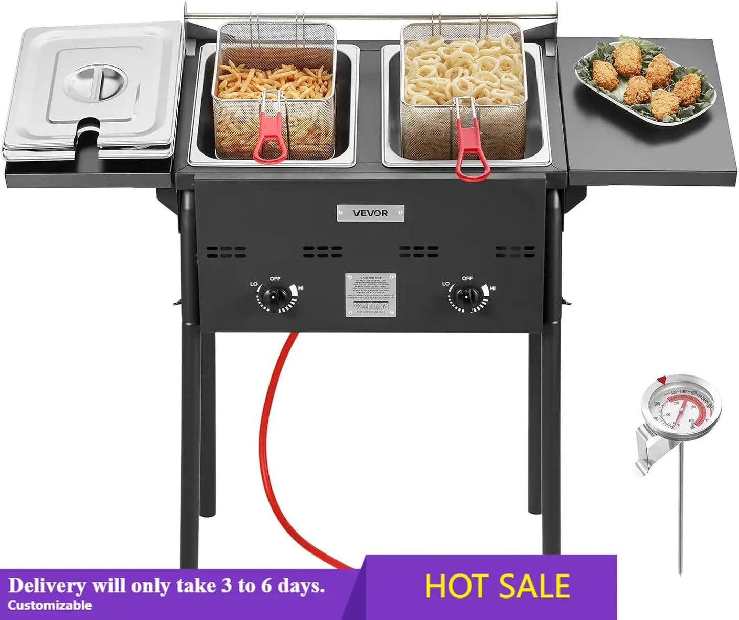 Outdoor Propane Deep Fryer With Double Burners Stainless Steel