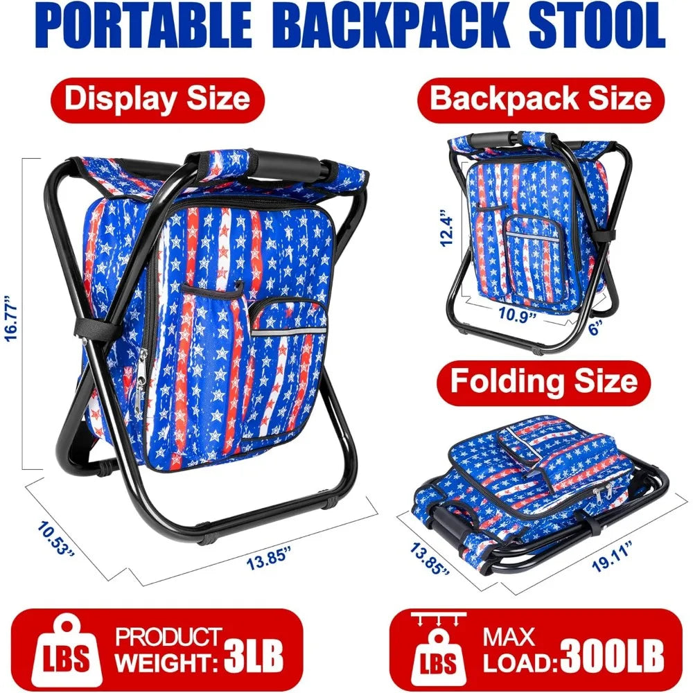 NBVCX Heavy Duty Folding Cooler Backpack Stool For Camping