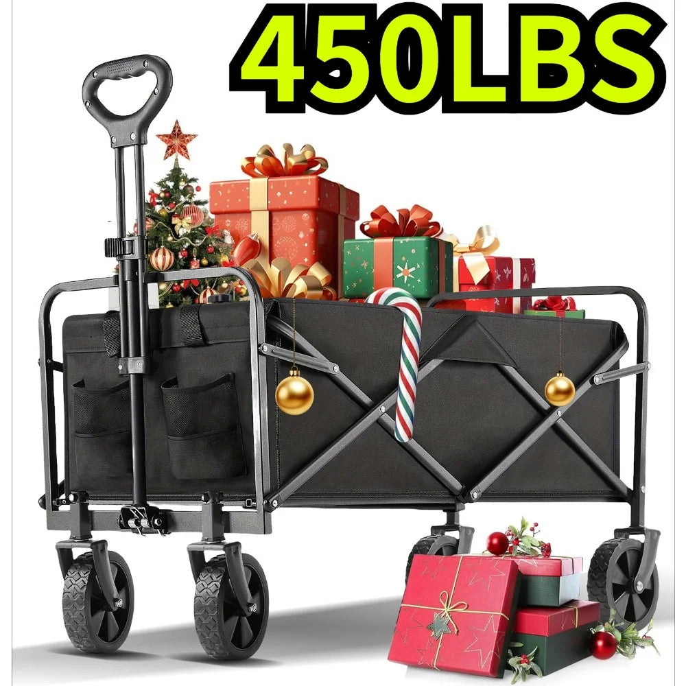 All-Terrain Folding Wagon Cart Heavy Duty For Camping And Shopping