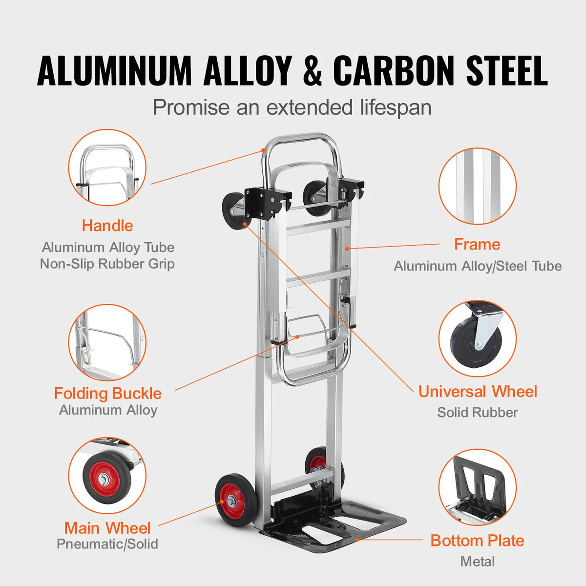 SucceBuy Folding Hand Truck Dolly With Wheels For Moving Transport