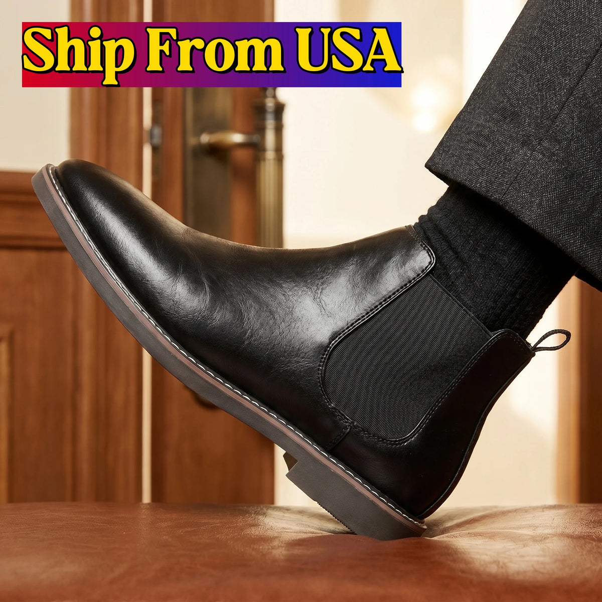 Hecrafted Mens Chelsea Ankle Boots With Elastic Comfort Fit