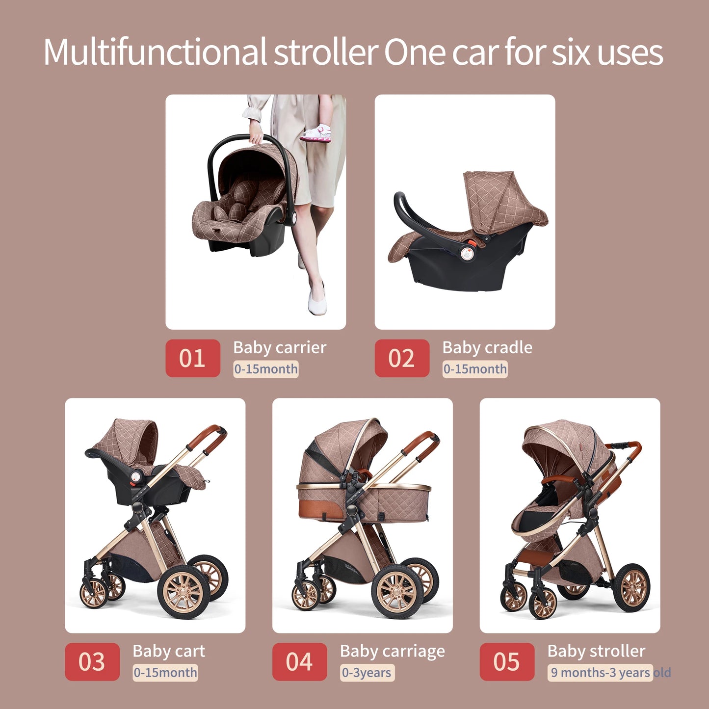 3 In 1 Baby Stroller Pram Pushchair For Newborn Baby