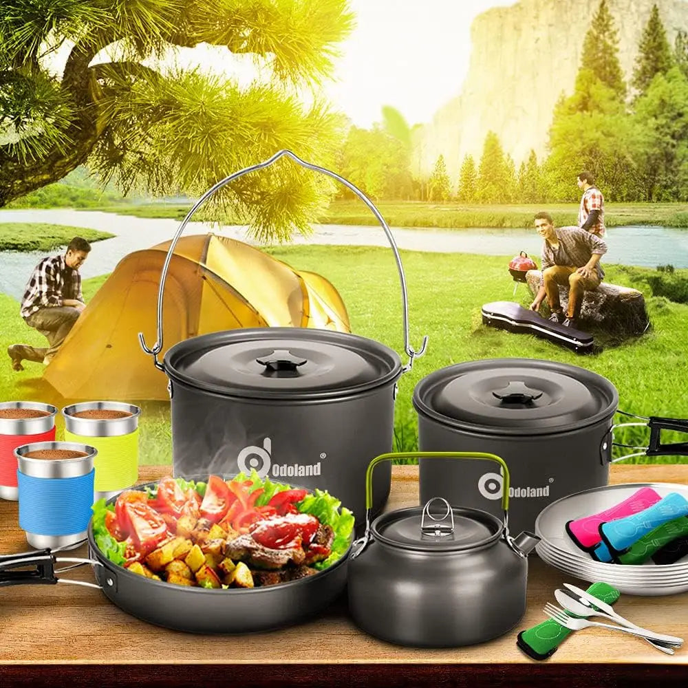 Odoland Nonstick Camping Cookware Set For Outdoor Adventure