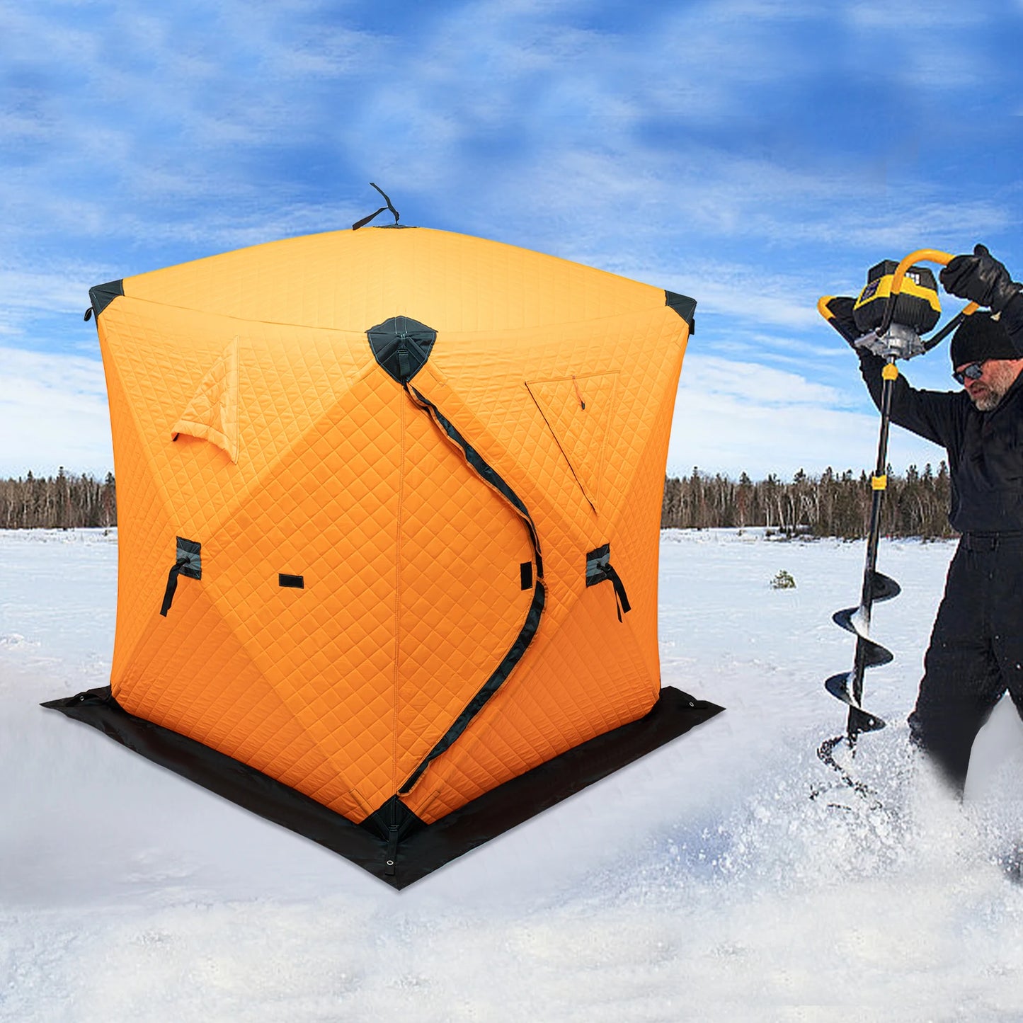 Bymaocar Ice Fishing Tent Thermal Shelter With Dual Zipper Windproof