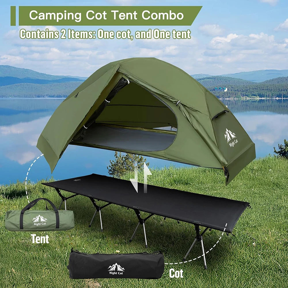 Night Cat Elevated Camping Cot Tent With Sixteen Legs