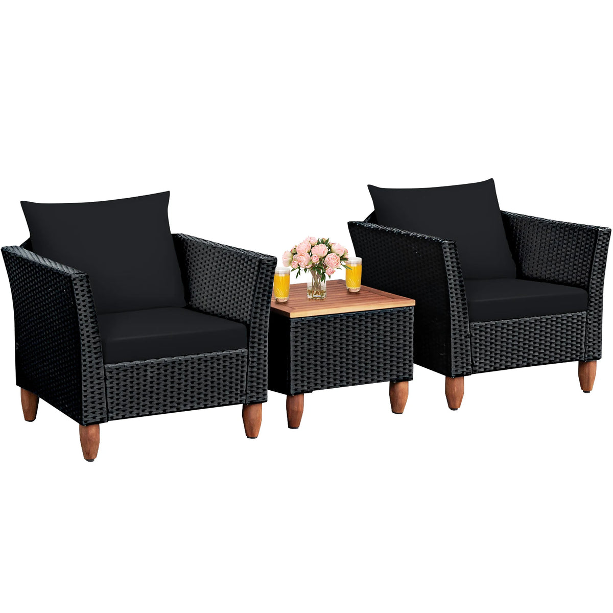 HOMASIS Outdoor Wicker Patio Furniture Set With Cushioned Sofa