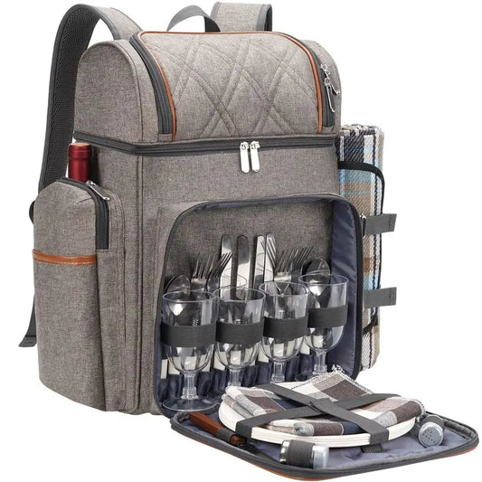 XMSJ Insulated Picnic Backpack With Dual Cooler Compartments
