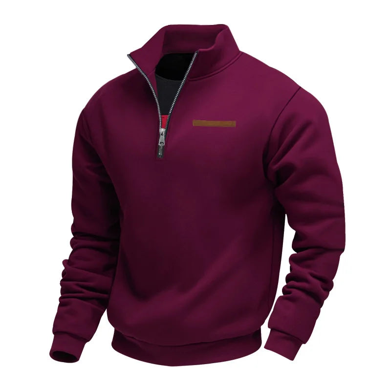 American Heavy Fleece Half Zip Mens Sweater Stand Up Collar