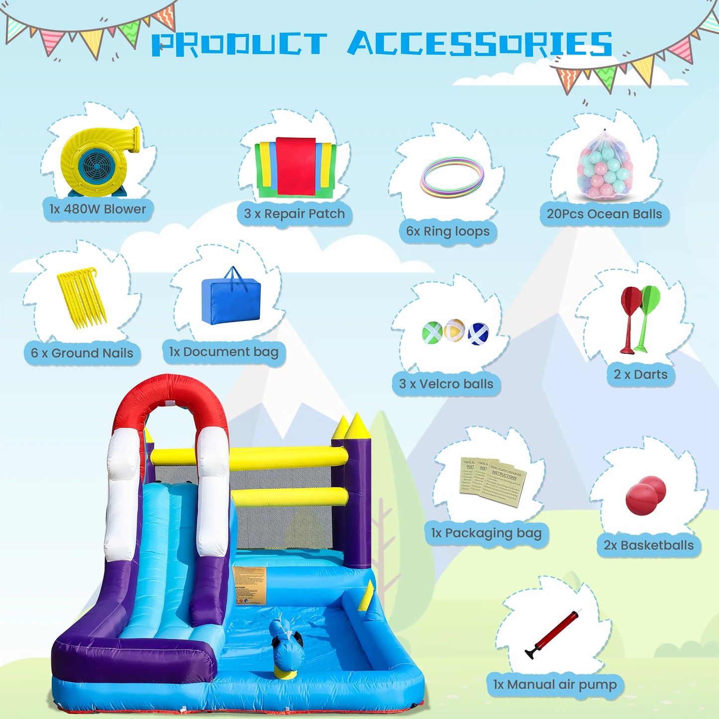 RTS Inflatable Water Slide With Splash Pool For Kids Backyard Party