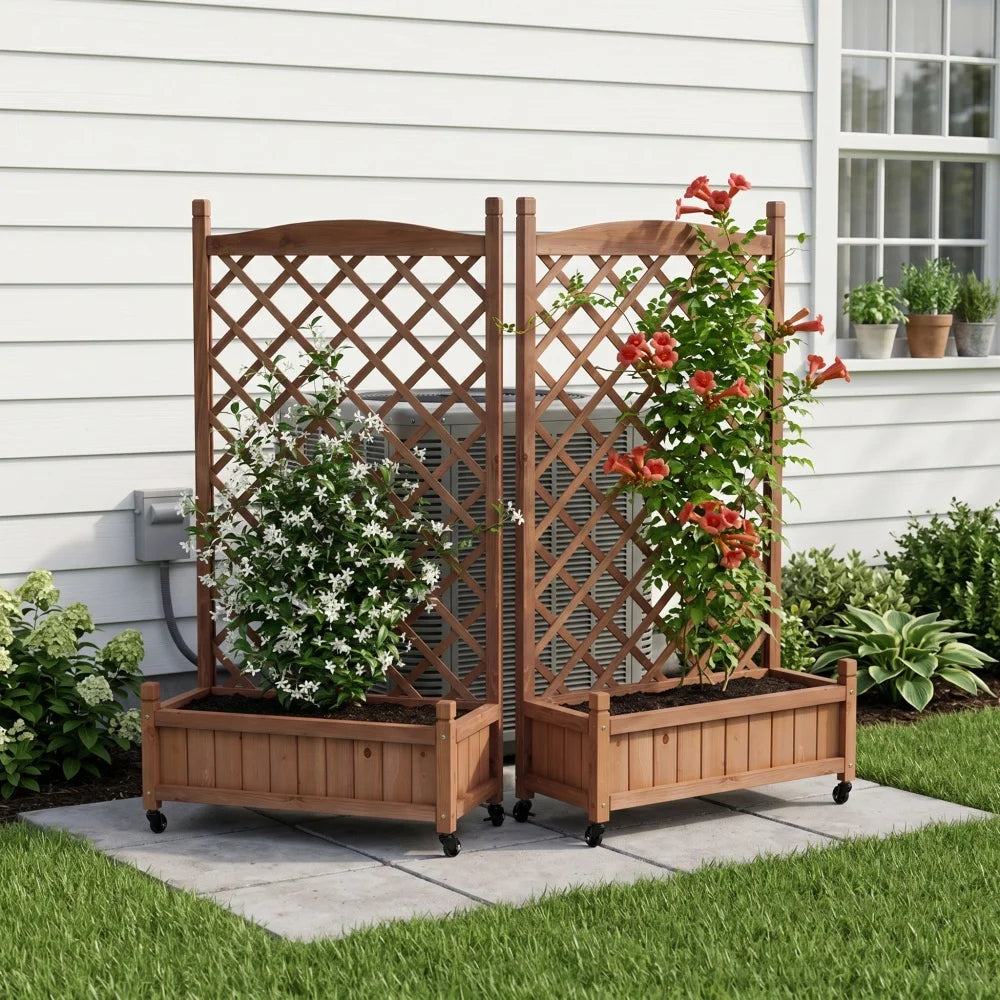 Wooden Outdoor Air Conditioner Privacy Screen Freestanding Garden Fence