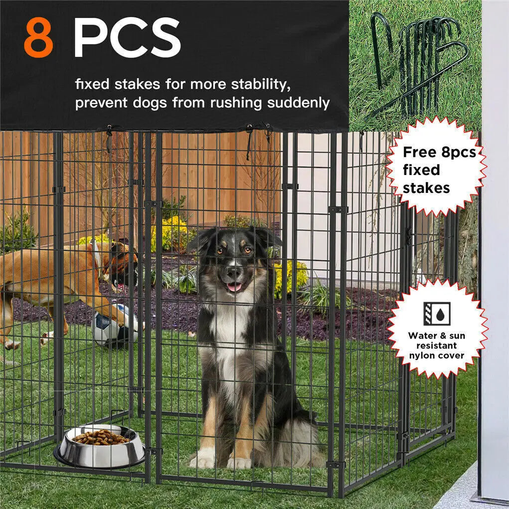 Outdoor Dog Kennel Enclosure With Roof And Secure Playpen