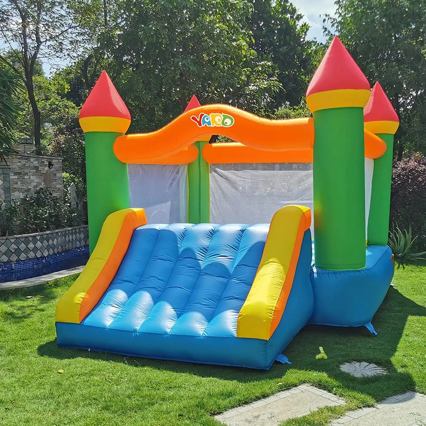 Yard Inflatable Bounce House With Slide For Kids Outdoor Backyard