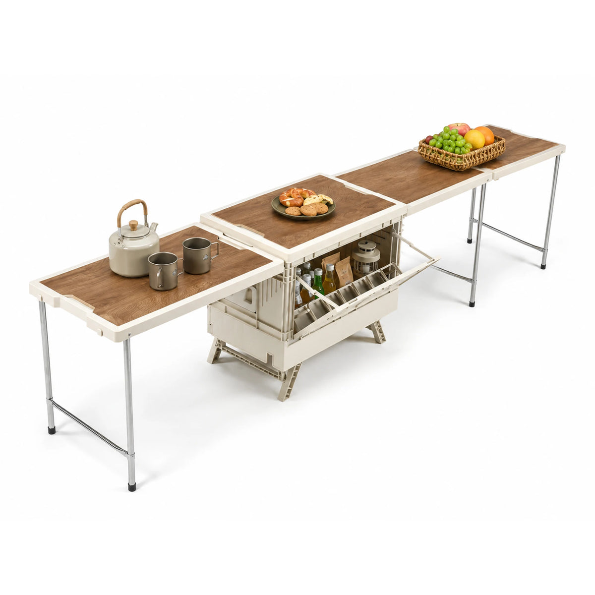 Portable Folding Camping Table With Built In Storage Box