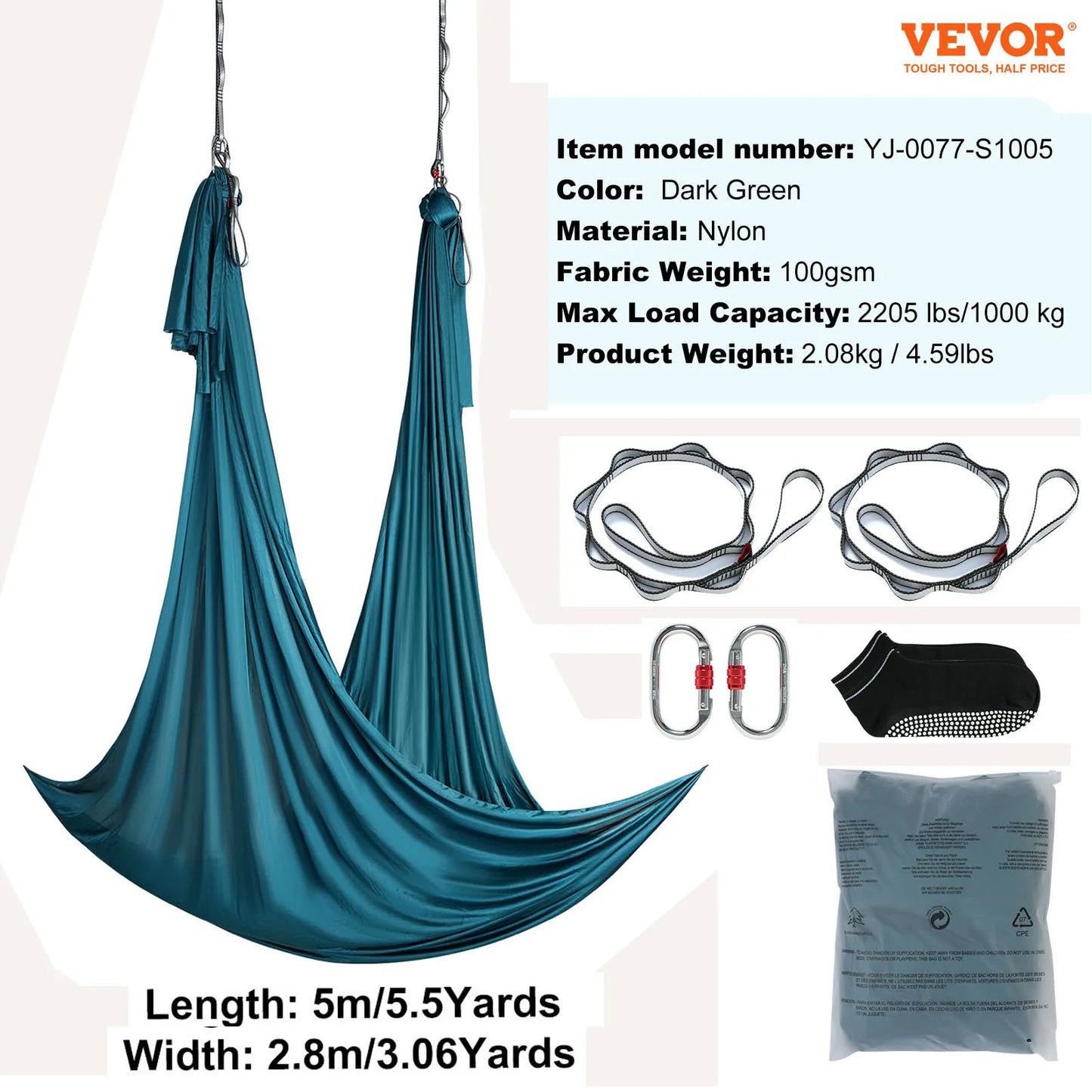 SucceBuy Aerial Yoga Hammock Kit With Nylon Rigging Hardware