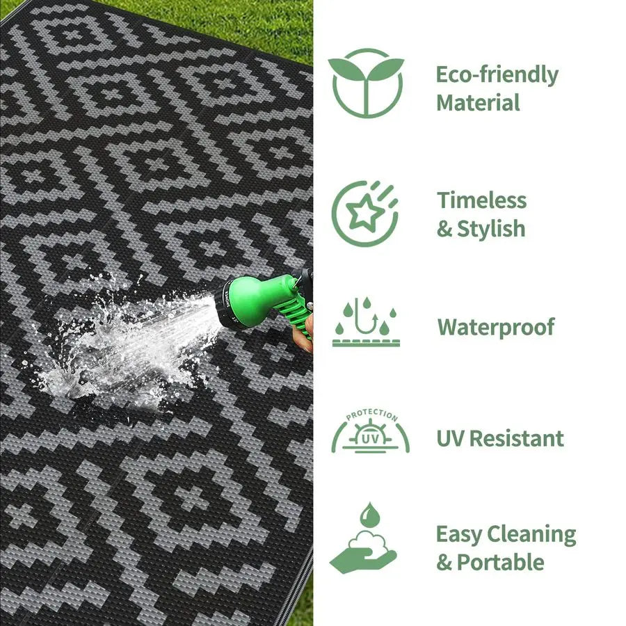 Outdoor Reversible Waterproof Rug For Patio Deck Porch
