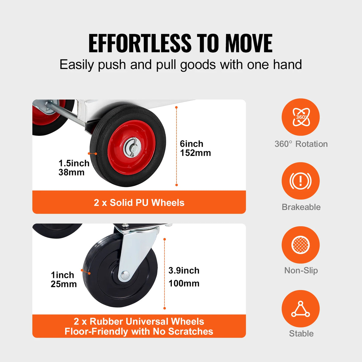 SucceBuy Folding Hand Truck Dolly With Wheels For Moving Transport