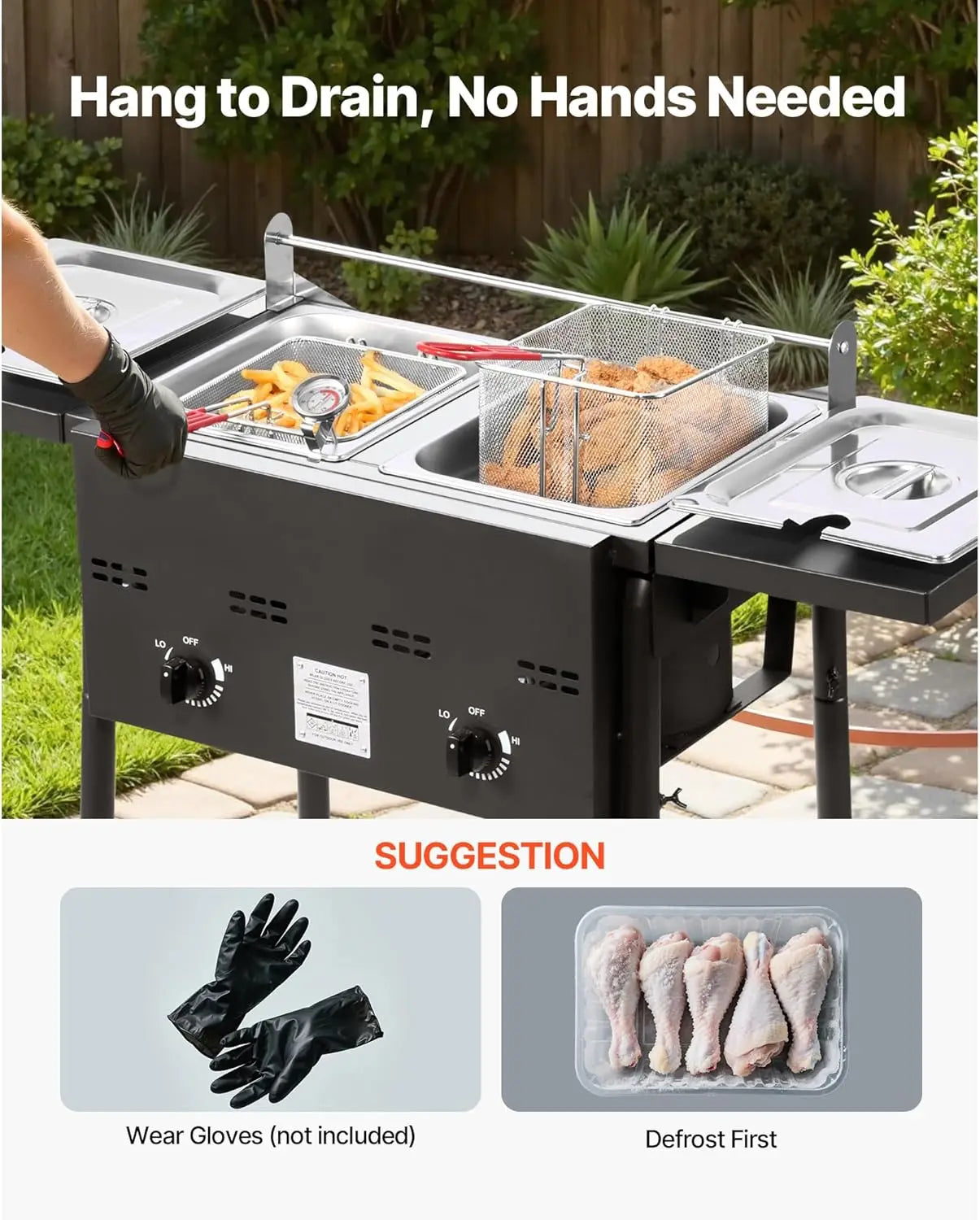 Outdoor Propane Deep Fryer With Double Burners Stainless Steel