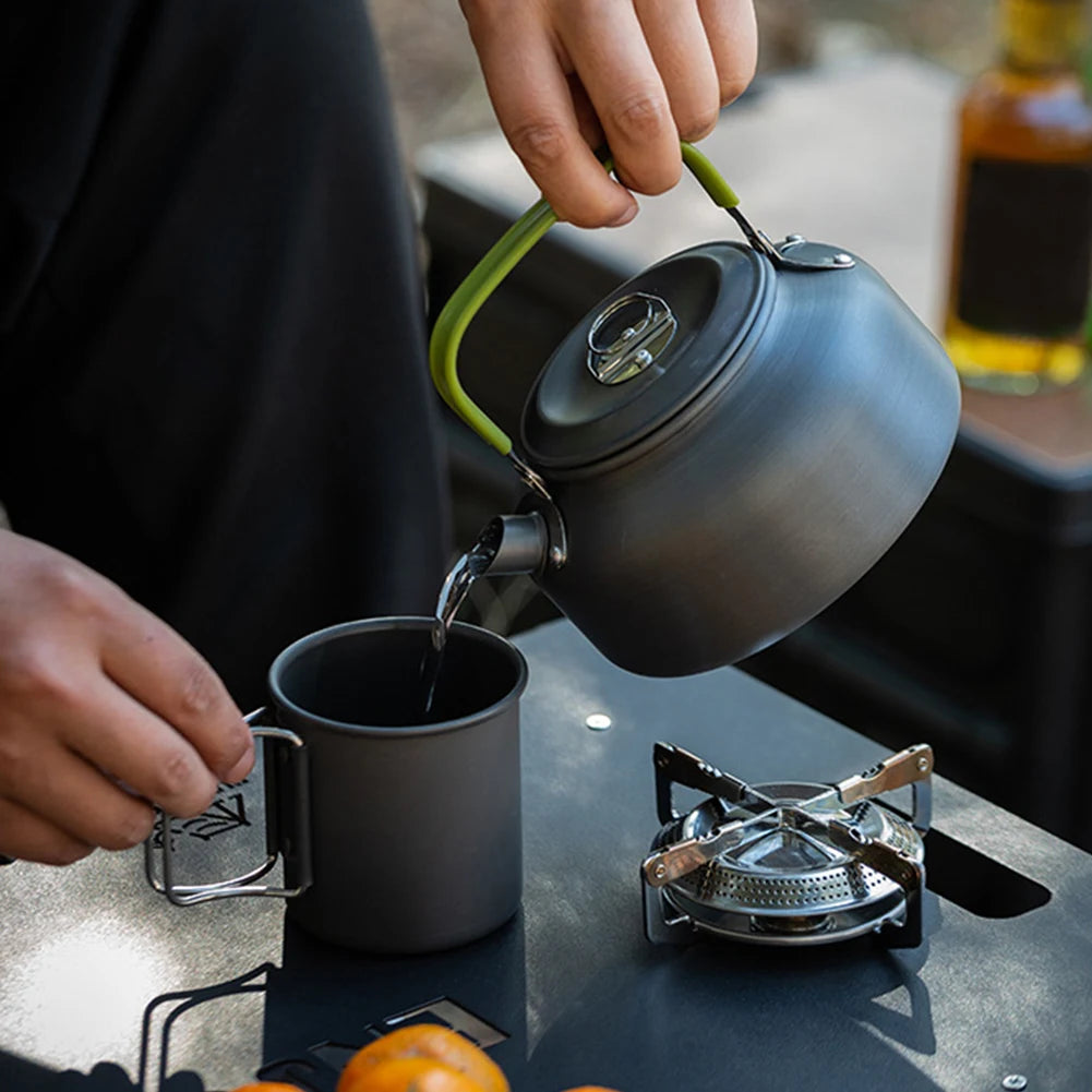 APWIKOGER 3 Piece Camping Cookware Set Portable Pot Pan Kettle