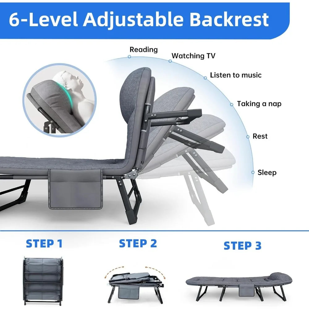 XIUWO Heavy Duty Folding Cot With Mattress 550 Lb Capacity