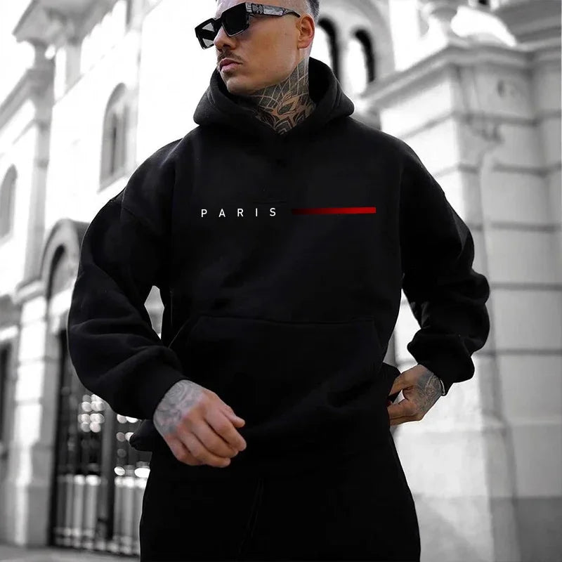 Paris Fashion Hoodies For Men All Season Casual Hooded Sweatshirt