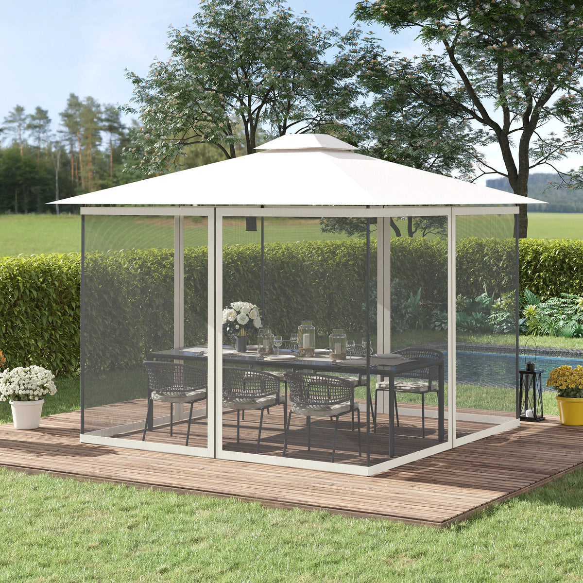 Outsunny Universal Gazebo Replacement Mesh Netting Screen Wall Panels