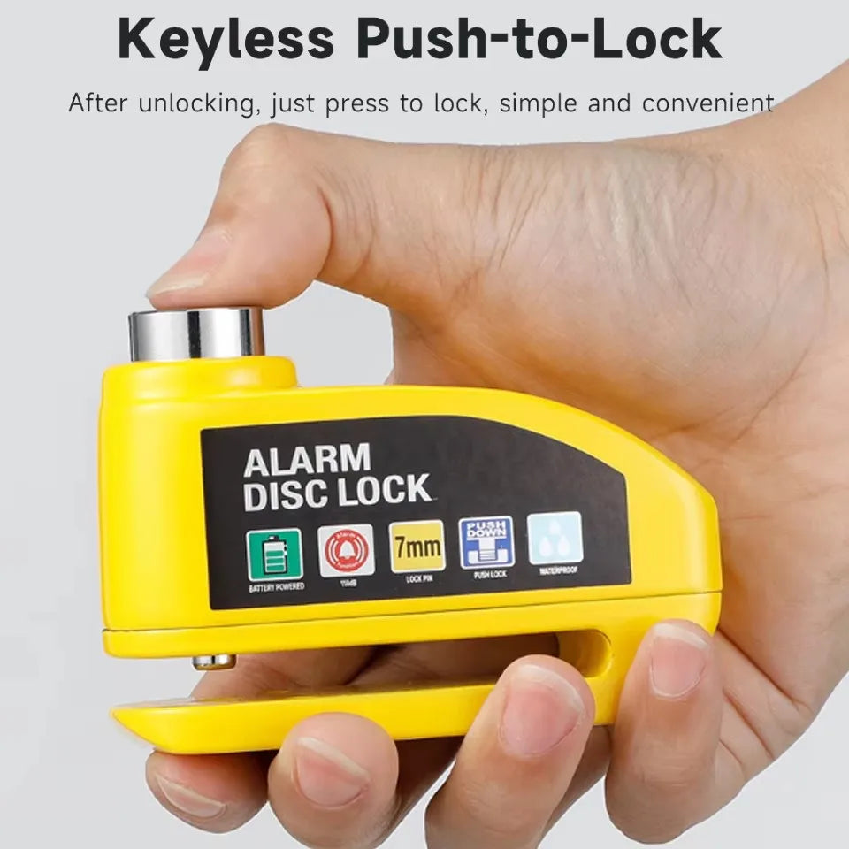 Motorcycle Disc Lock Alarm 130dB Anti Theft Padlock Waterproof