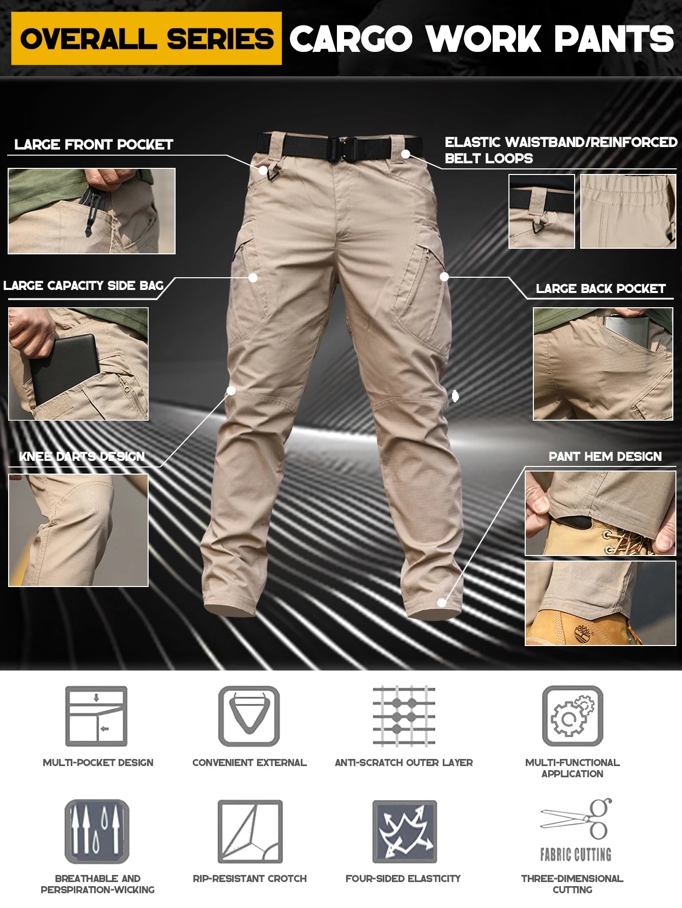 Tactical Cargo Pants For Men, Ripstop Water Resistant