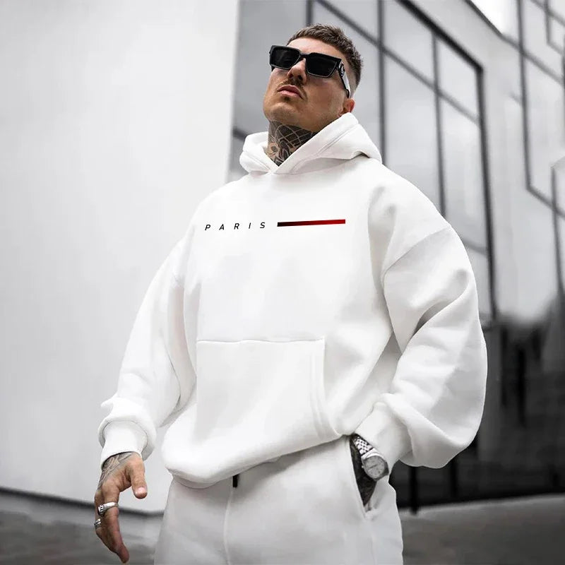Paris Fashion Hoodies For Men All Season Casual Hooded Sweatshirt