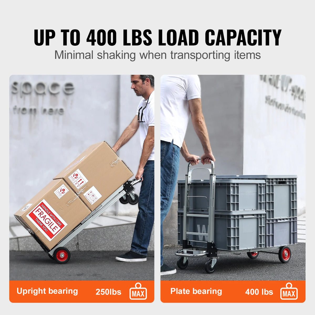 SucceBuy Folding Hand Truck Dolly With Wheels For Moving Transport