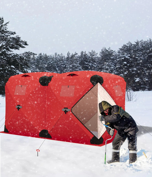 Pop Up Ice Fishing Shelter Insulated Hub Style Windproof Tent