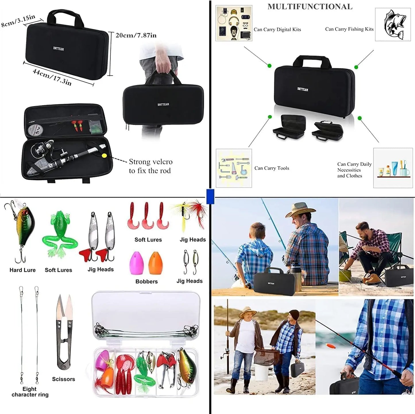 YTYIN Portable Spinning Rod Combo Set With Fluorescent Tip Lures