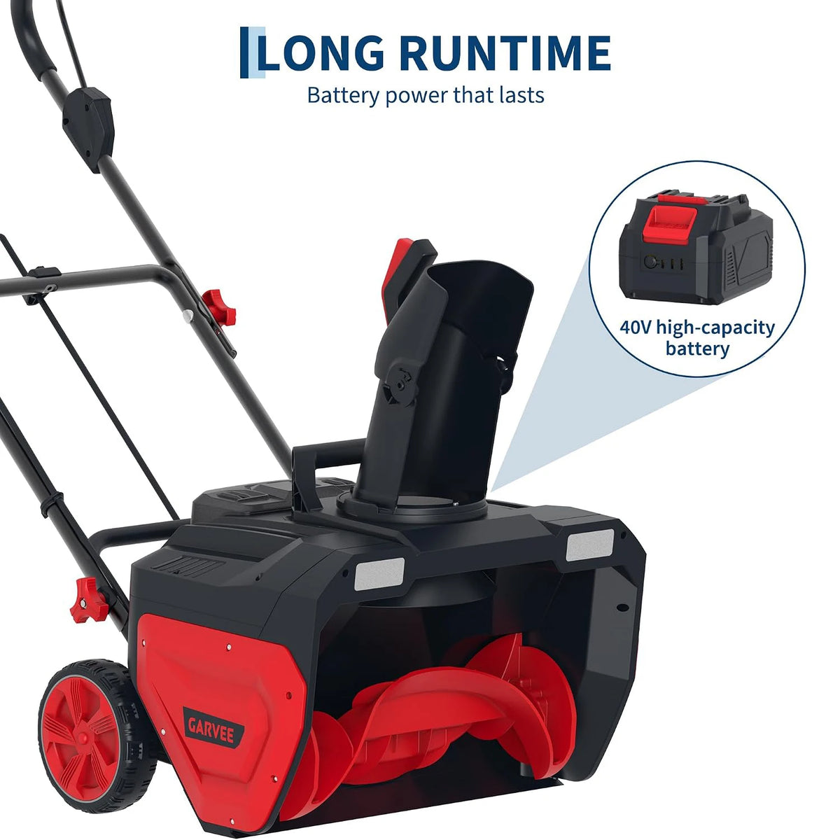 HiMISS Cordless Brushless Snow Blower With Dual LED Lights