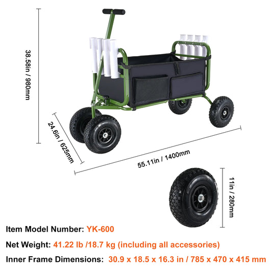SucceBuy 300lbs Beach Fishing Cart Foldable Wagon With 4 Wheels