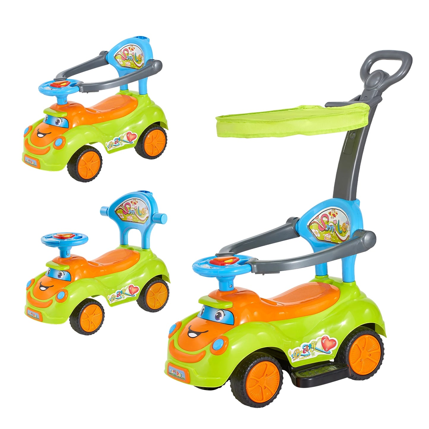 SucceBuy Ride On Push Car With Guardrails And Underseat Storage