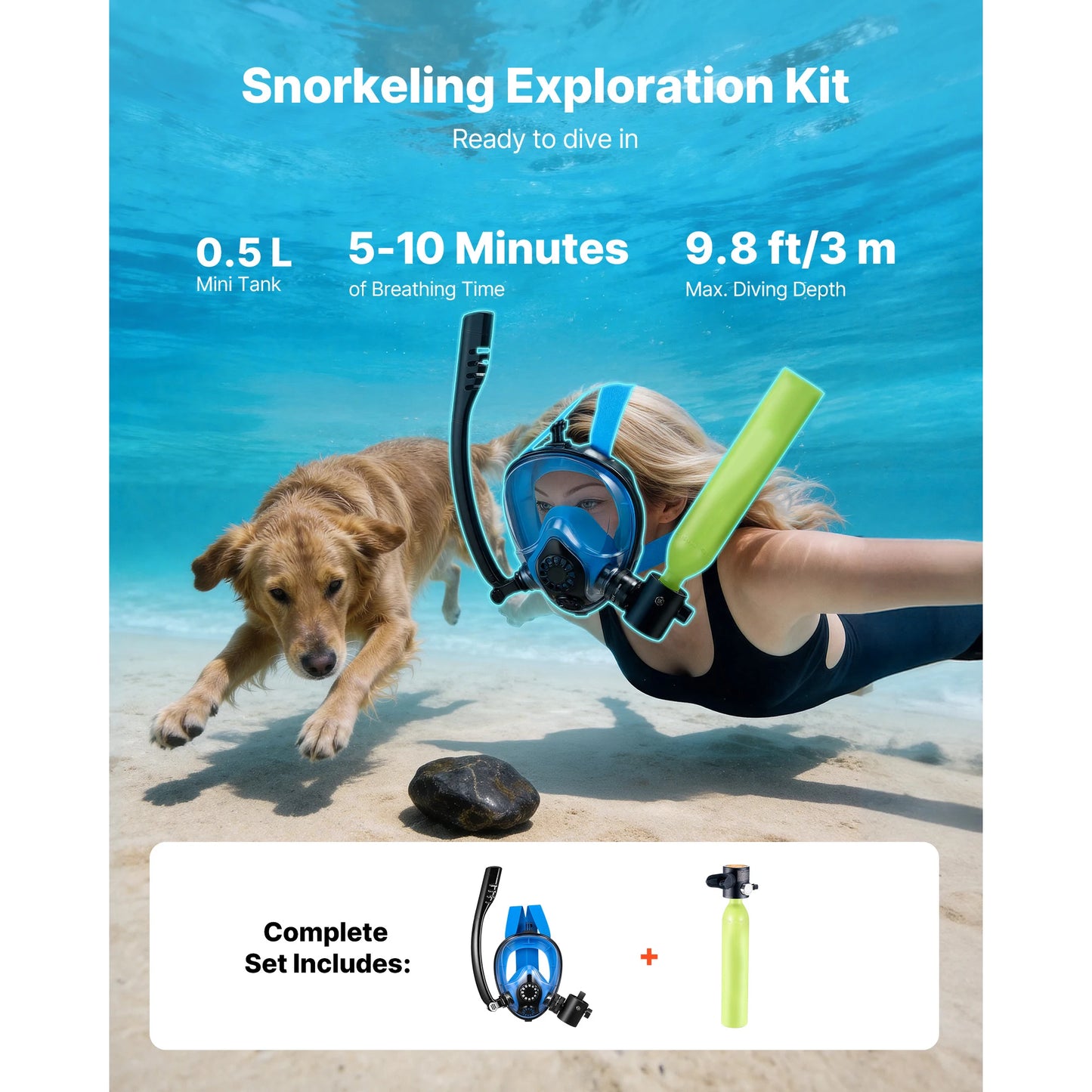 SucceBuy Mini Scuba Tank Portable Pony Bottle For Snorkeling