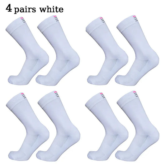 Unisex Mid Length Cycling Socks Four Pairs For Racing