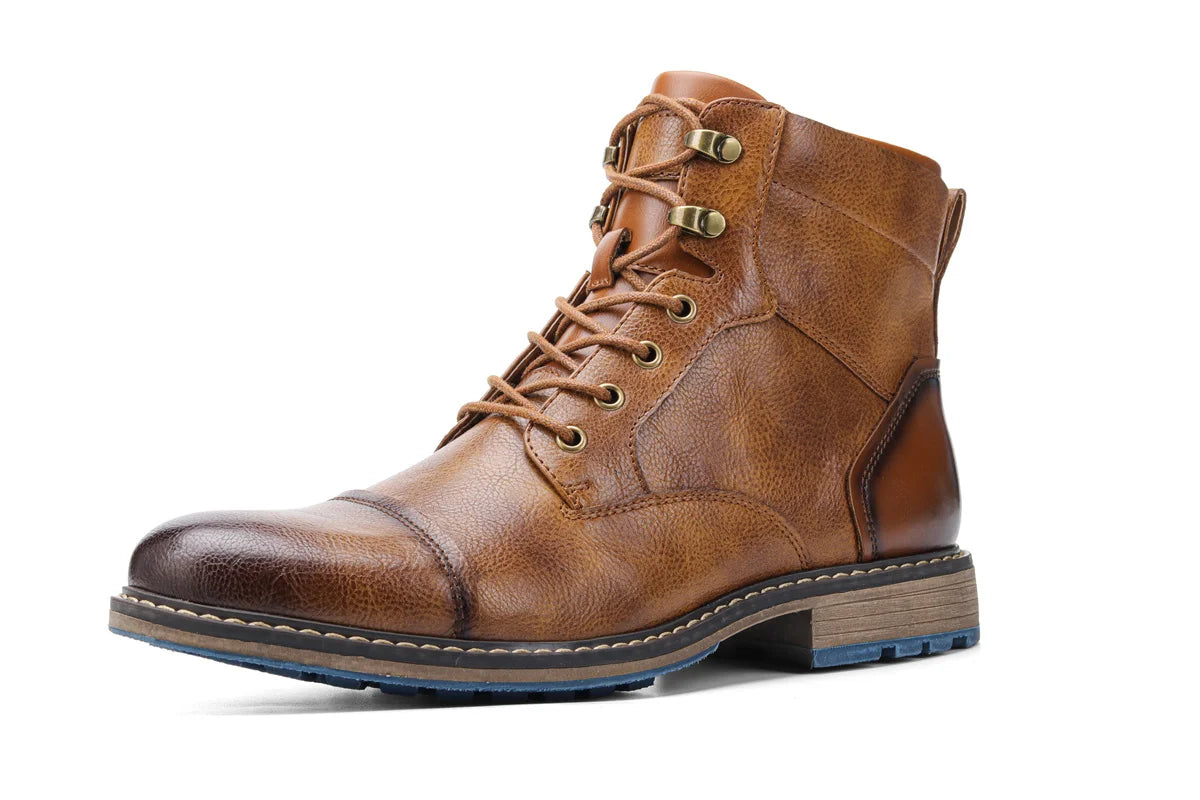 Hecrafted Men's Classic Leather Boots With Zipper Ankle