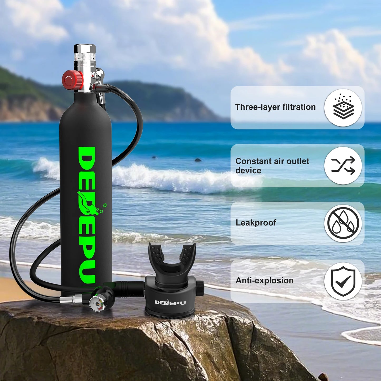DEDEPU Portable Mini Diving Cylinder With Mask Snorkel Bag