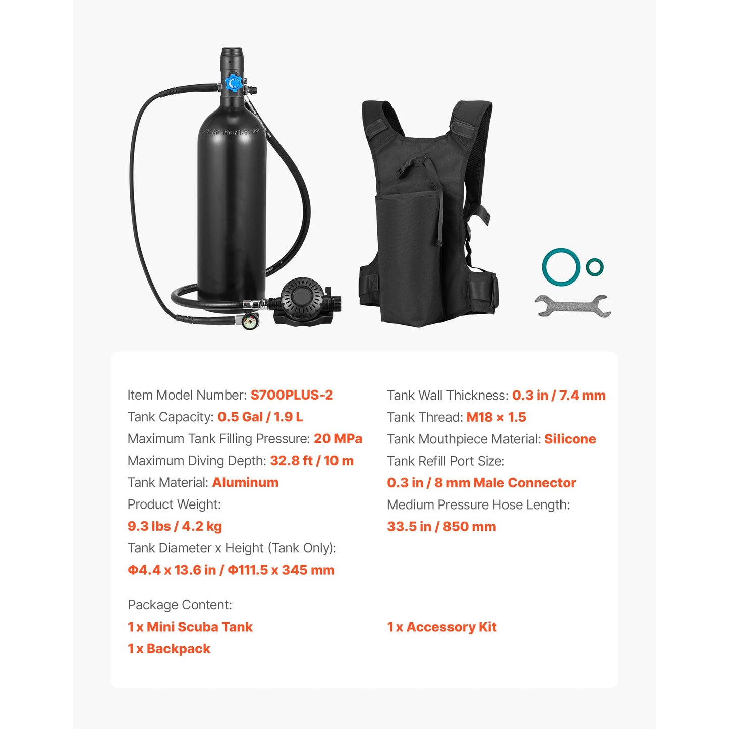 SucceBuy Mini Scuba Tank Portable Pony Bottle For Snorkeling