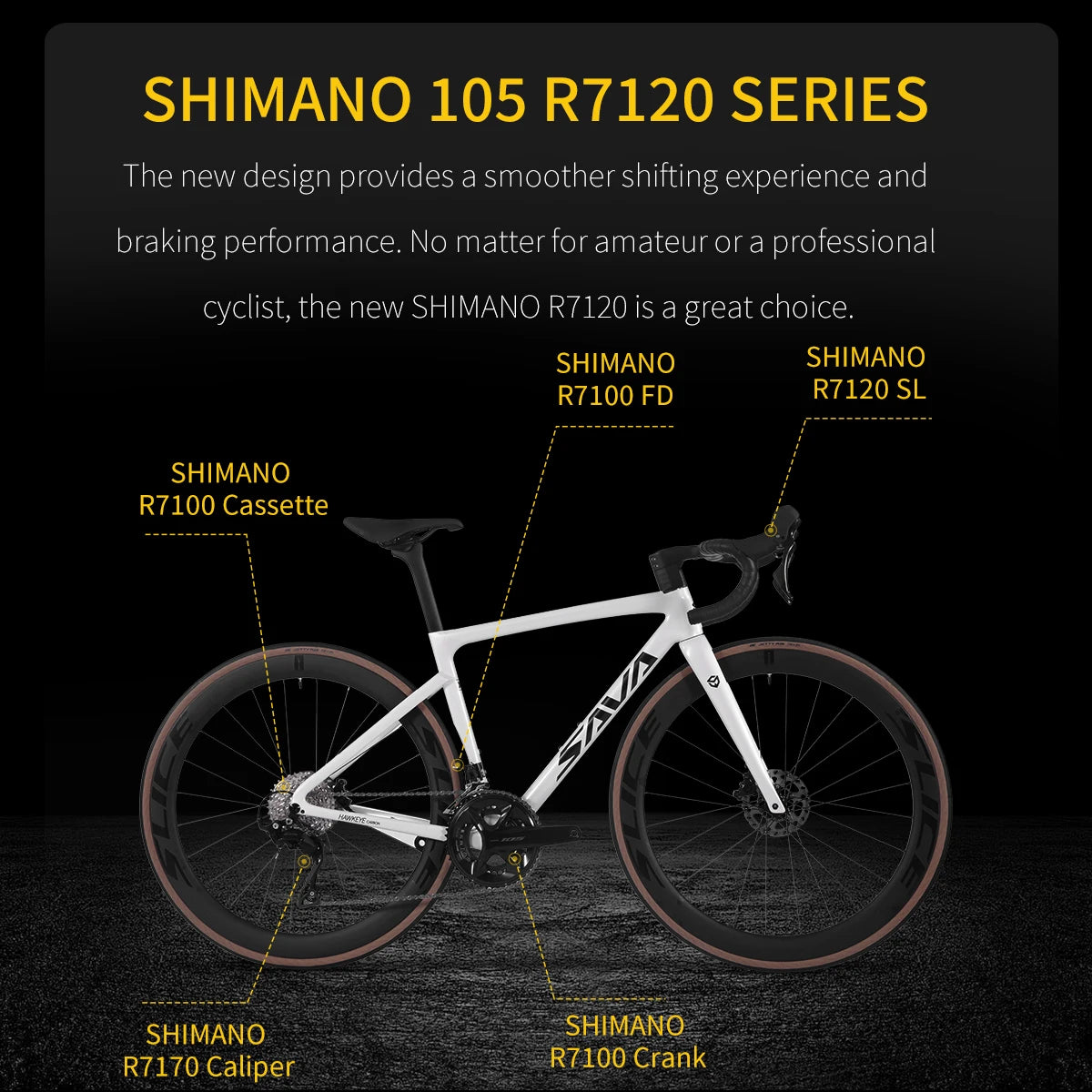 SAVA F20 Carbon Fiber Road Bike With Shimano R7120 24-Speed