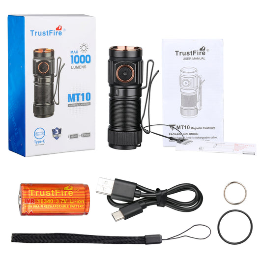 Trustfire Mt10 1000 Lumens Mini Rechargeable Flashlight With Magnet