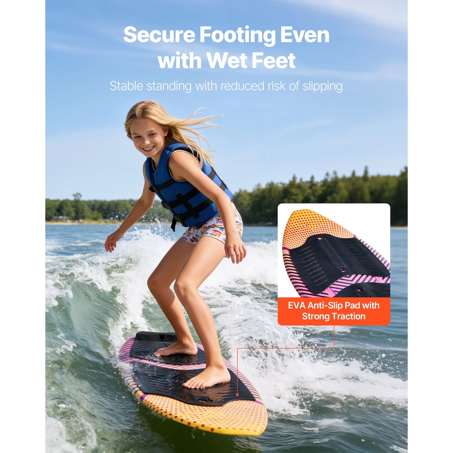 SucceBuy 45 Or 63 Inch Wakesurf Board With Eps Foam Core