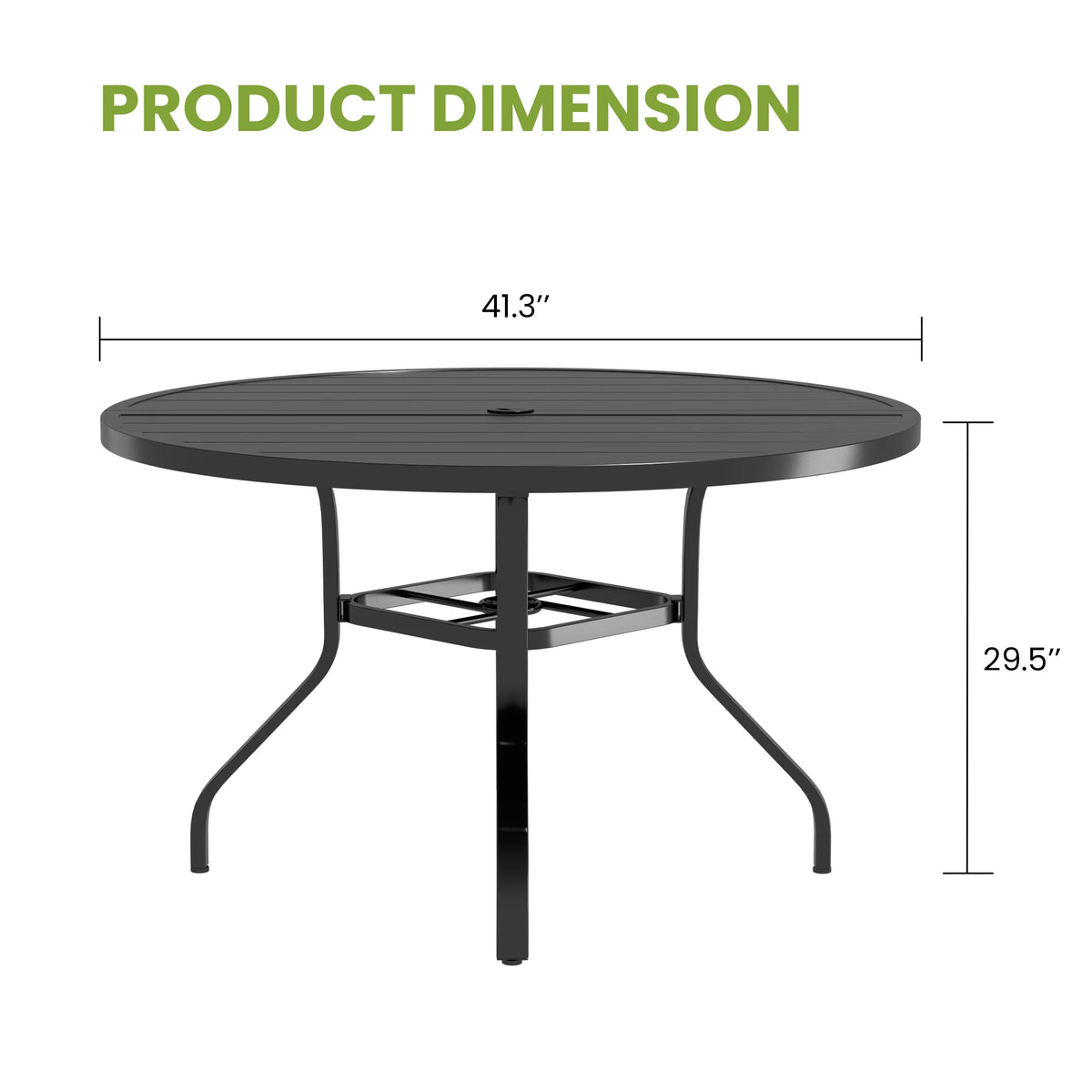 FARINI Outdoor Round Metal Patio Dining Table With Umbrella Hole