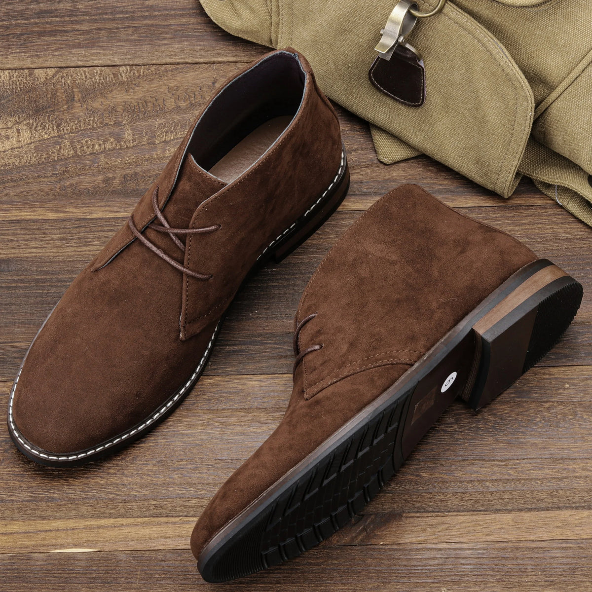 Hecrafted Men's Suede Chukka Desert Boots Casual Lace Up